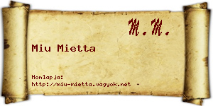 Miu Mietta névjegykártya